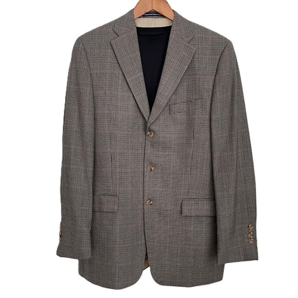 Nautica Wool Hounds tooth Blazer 100% Wool Brown 40L - Picture 1 of 6